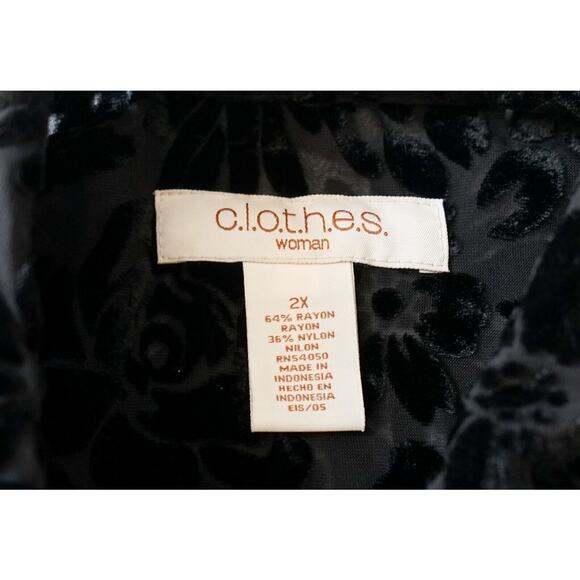 CLOTHES Floral Rose Burnout Velvet Button Up Top 2X Ease Witchy Whimsigoth Loose - Picture 3 of 13